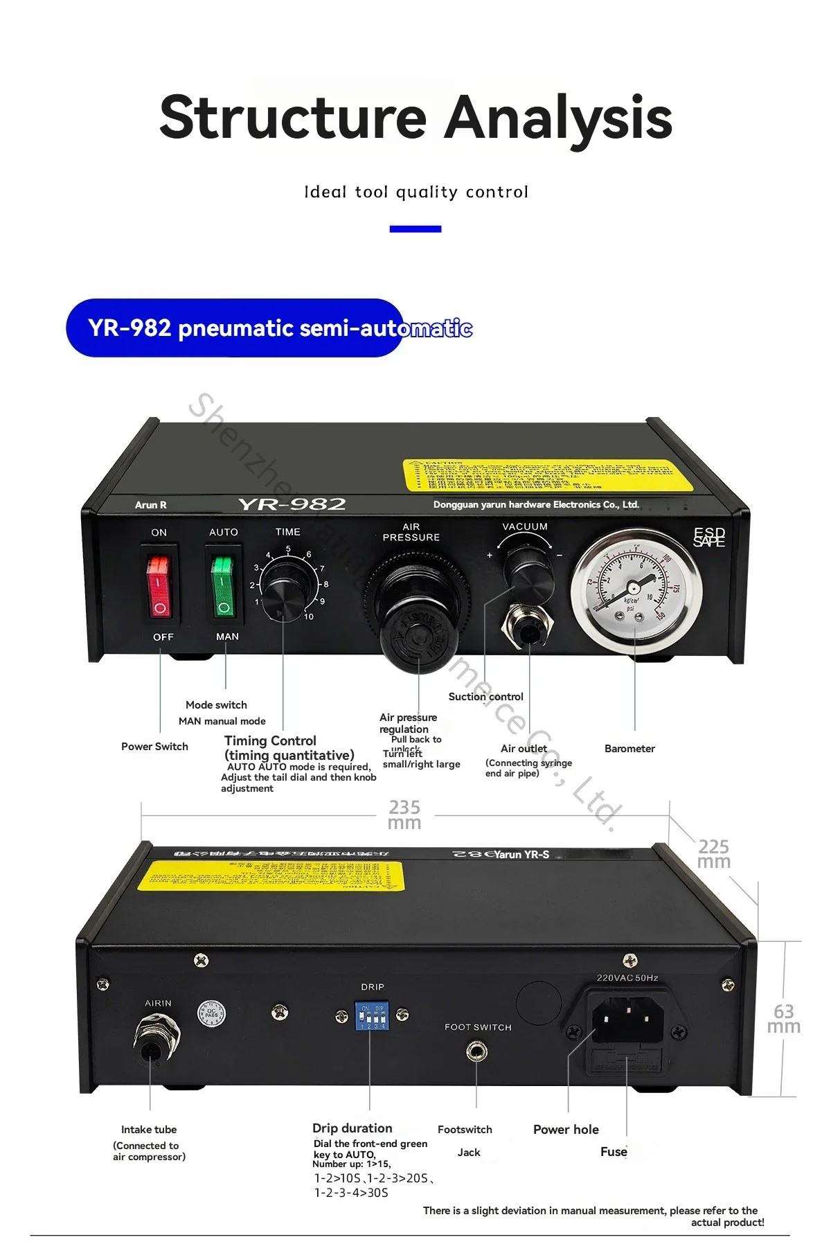 YR-982 Manual Pneumatic Dispensing Machine, High-Precision Automatic UV Glue and Silicone Dispensing Machine
YR-982 Manual Pneumatic Dispensing Machine, High-Precision Automatic UV Glue and Silicone Dispensing Machine