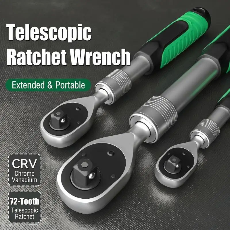 Industrial Grade Telescopic Ratchet Wrench, 72-Tooth Extendable Quick Release Socket Spanner, 1/4" 3/8" 1/2" Drive CR-V Steel Hi
Industrial Grade Telescopic Ratchet Wrench, 72-Tooth Extendable Quick Release Socket Spanner, 1/4" 3/8" 1/2" Drive CR-V Steel Hi