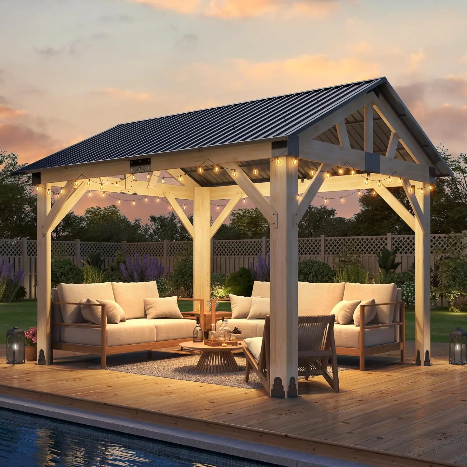 10x12 Cedar Wood Gazebo Outdoor Waterproof Steel Roof Patio Backyard Garden Porch Custom
10x12 Cedar Wood Gazebo Outdoor Waterproof Steel Roof Patio Backyard Garden Porch Custom