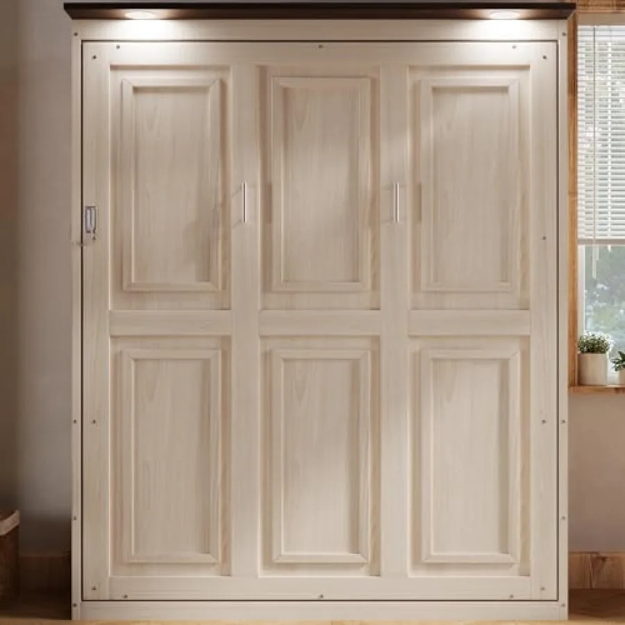 Queen Murphy Bed with LED, Farmhouse Solid Wood Vertical Murphy Wall Bed Cabinet for Adults Natural Wood
Queen Murphy Bed with LED, Farmhouse Solid Wood Vertical Murphy Wall Bed Cabinet for Adults Natural Wood