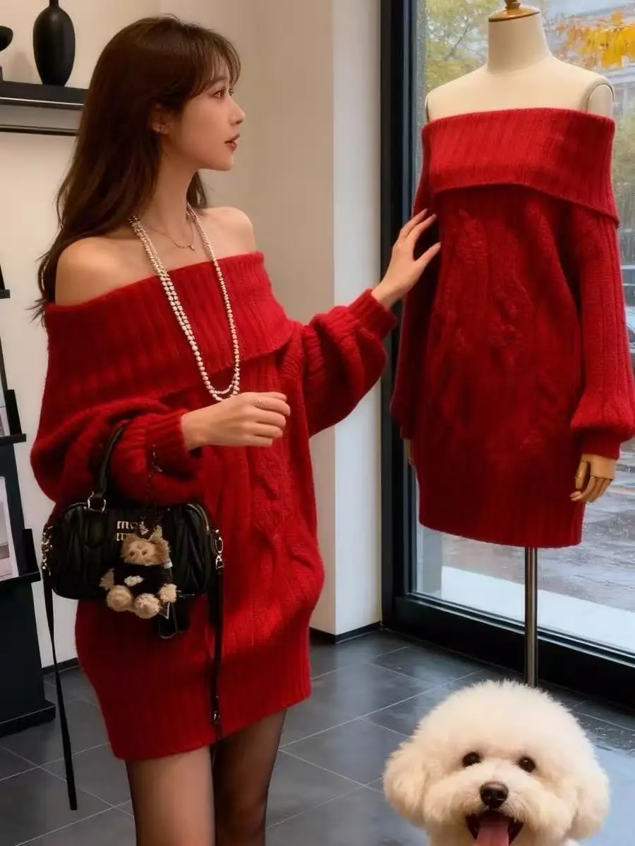 Cisas New Year Red Knitted Dr Women's Autumn Winter 2025 New One oulder Sweater ort Skirt Casual Sle Soft Polyes...
Cisas New Year Red Knitted Dr Women's Autumn Winter 2025 New One oulder Sweater ort Skirt Casual Sle Soft Polyes...