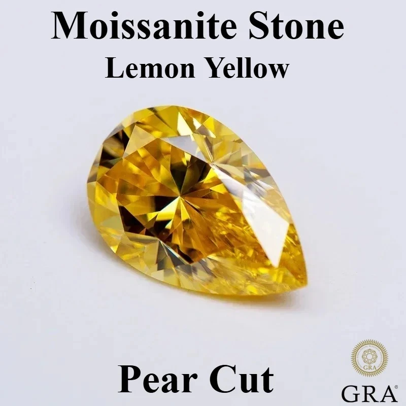 Moissanite Pear Cut Lemon Yellow Color Lab Grown Gemstone For Diy Advanced Jewelry Creation Materials With GRA Report
Moissanite Pear Cut Lemon Yellow Color Lab Grown Gemstone For Diy Advanced Jewelry Creation Materials With GRA Report