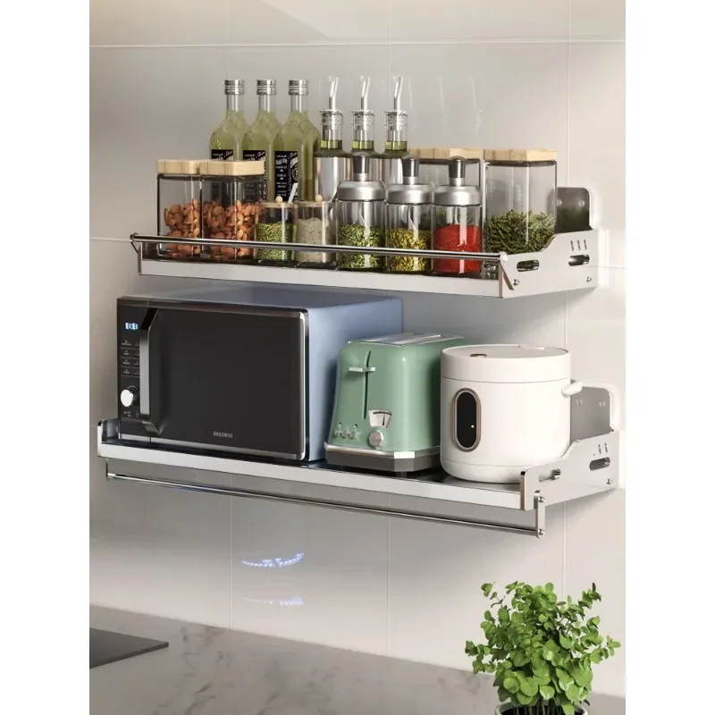 304 Stainless Steel Wall Mounted Kitchen Shelf Microwave Rack No Drill Spice Organizer Customizable
304 Stainless Steel Wall Mounted Kitchen Shelf Microwave Rack No Drill Spice Organizer Customizable