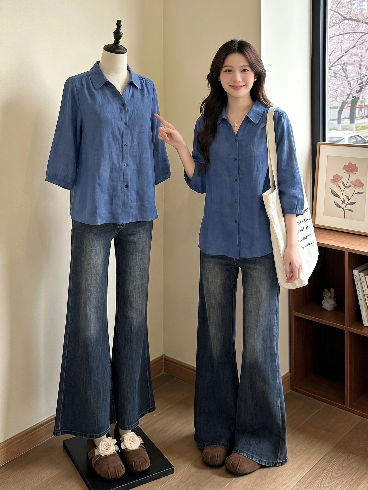 Slimming Blue V-Neck Short Sleeve Shirt Women's Fashion Korean Style Commute Wind Thin Large Size Summer New Arrival
Slimming Blue V-Neck Short Sleeve Shirt Women's Fashion Korean Style Commute Wind Thin Large Size Summer New Arrival