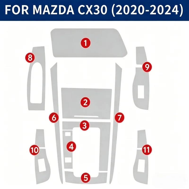 Премиальная защитная пленка из ТПУ для интерьера Mazda CX-30 CX30 2020-2024, прозрачная, устойчивая к царапинам, для центральной консоли, рычага переключения передач и приборной панели
Премиальная защитная пленка из ТПУ для интерьера Mazda CX-30 CX30 2020-2024, прозрачная, устойчивая к царапинам, для центральной консоли, рычага переключения передач и приборной панели