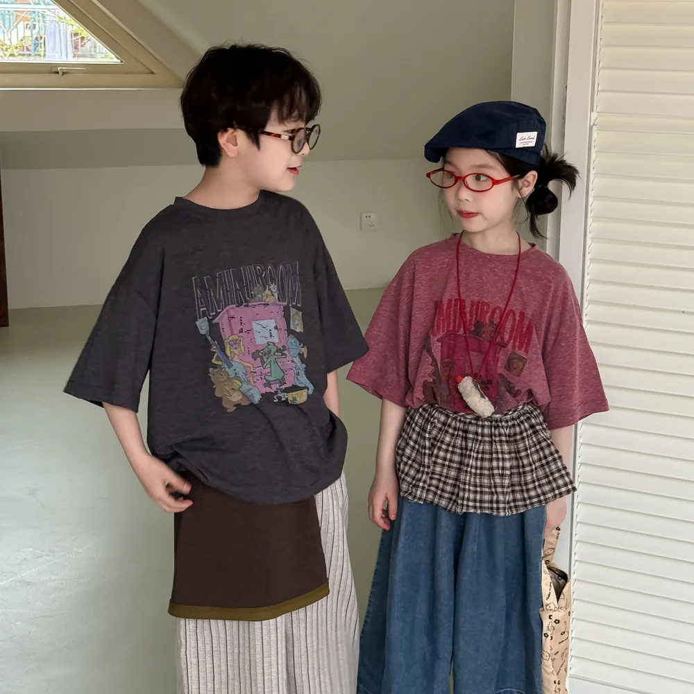 Kids Cotton T Shirt 2025 Summer Korean Children's Clothes Boys Short Sleeve Tops Girls Oversized Tee Shirt Fashion Baby Clothing
Kids Cotton T Shirt 2025 Summer Korean Children's Clothes Boys Short Sleeve Tops Girls Oversized Tee Shirt Fashion Baby Clothing