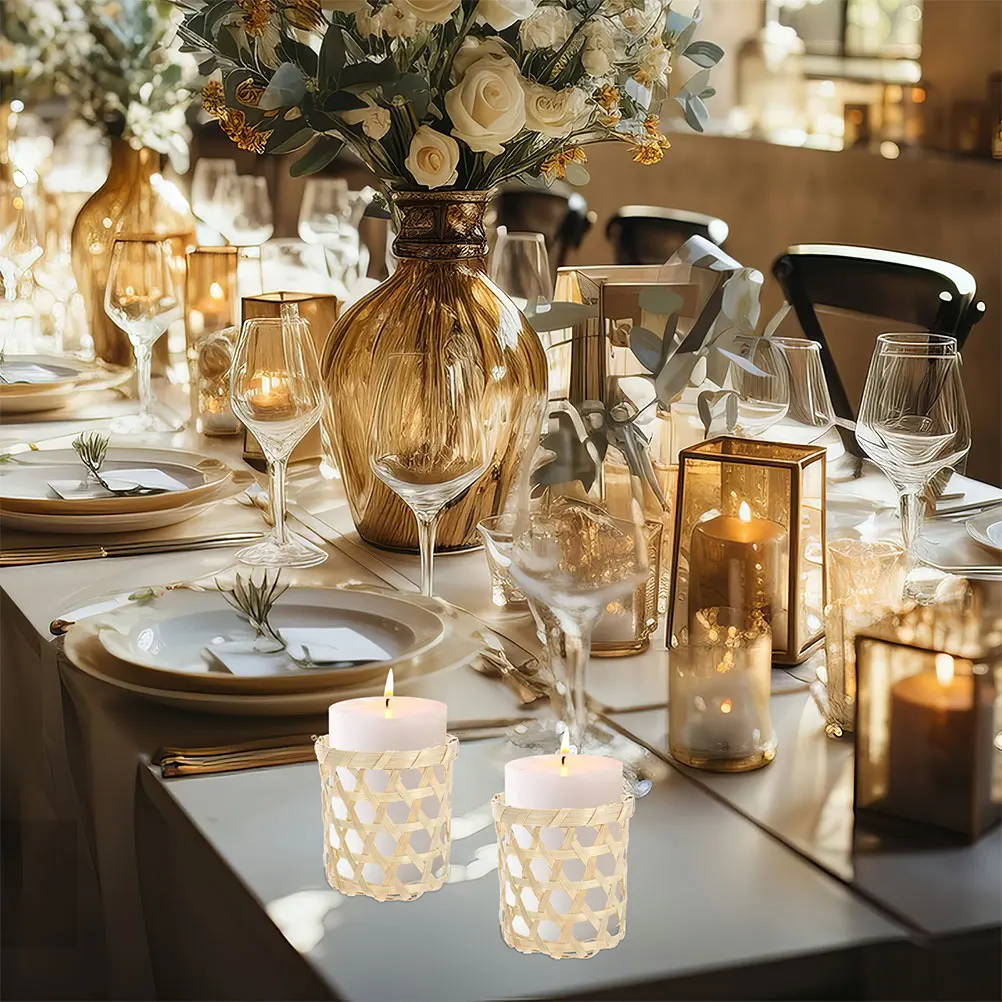6 Pcs Tealight Holder Basket Decorative Woven Glass Candlestick Table Centerpiece Beige Vintage DIY Craft
6 Pcs Tealight Holder Basket Decorative Woven Glass Candlestick Table Centerpiece Beige Vintage DIY Craft