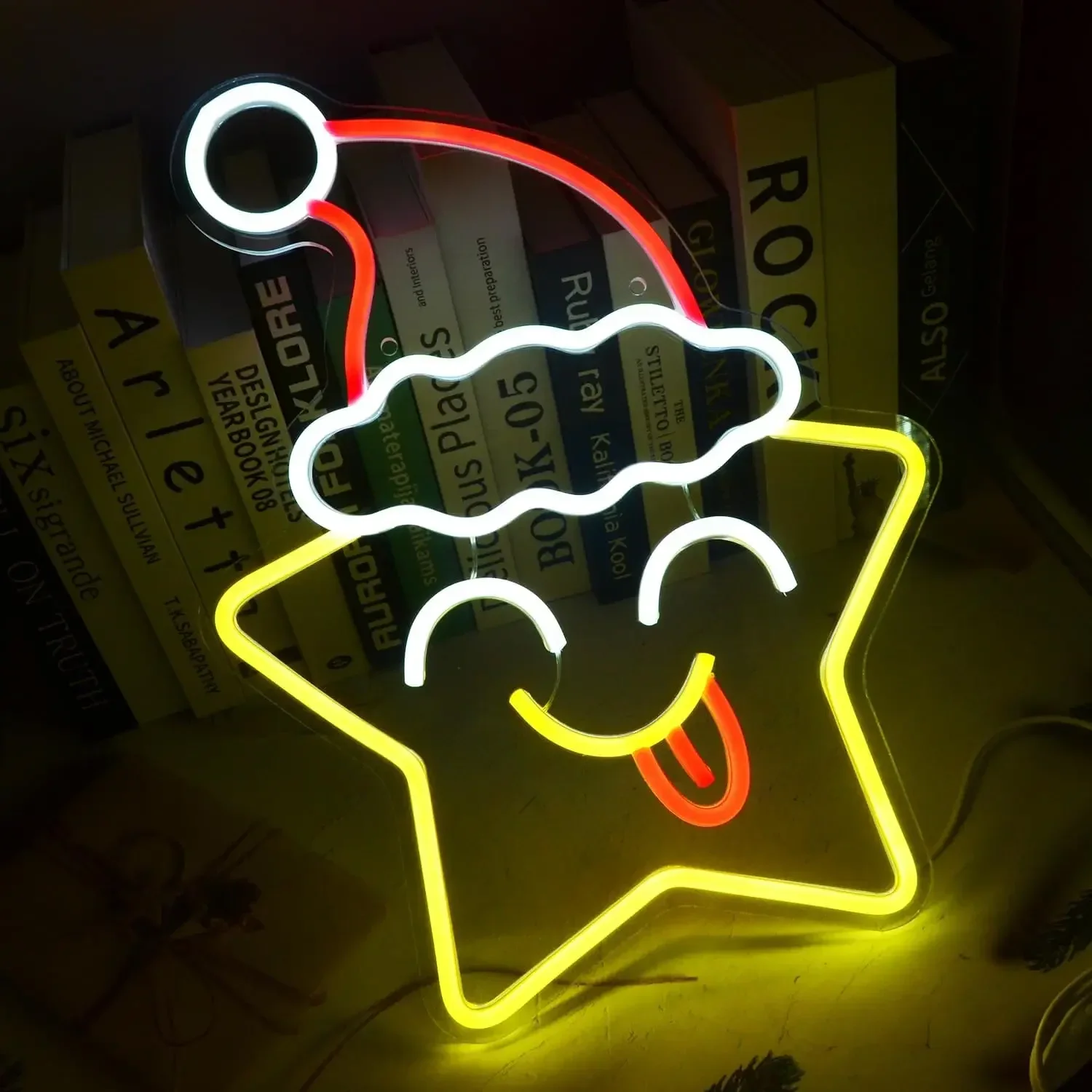 Christmas Hat with Star Neon Sign Funny Smile LED Neon Sign for Bedroom Kid Room Club Holiday Party Wall Decor Christmas Gift
Christmas Hat with Star Neon Sign Funny Smile LED Neon Sign for Bedroom Kid Room Club Holiday Party Wall Decor Christmas Gift