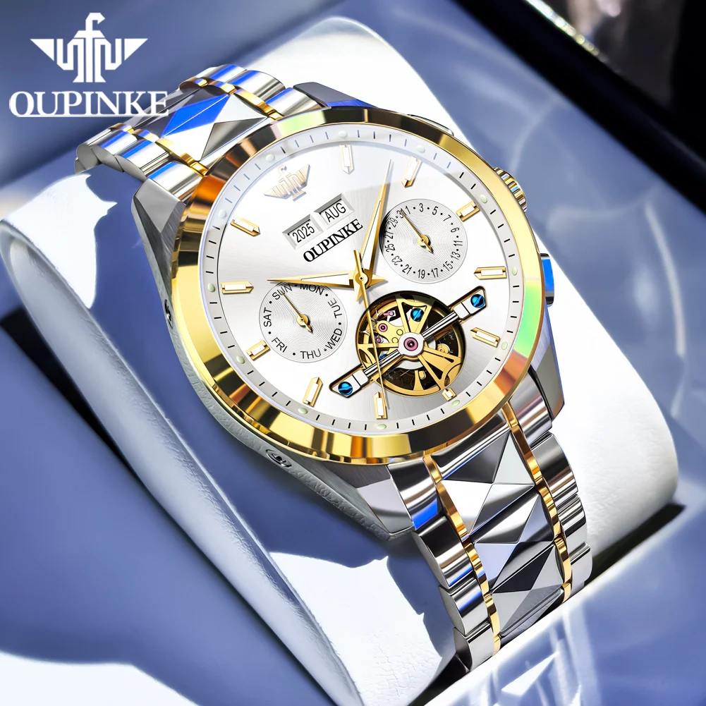OUPINKE 3290 Hollow out Watch for Men Tungsten steel Chronograph Date Business Dress Mechanical Male Watches NEW
OUPINKE 3290 Hollow out Watch for Men Tungsten steel Chronograph Date Business Dress Mechanical Male Watches NEW