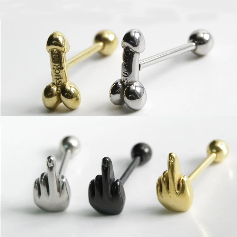 1PC New Trend Punk Style Titanium Steel Male Organ Earrings Metal Vertical Middle Finger Tongue Nails Body Piercing Jewelry
1PC New Trend Punk Style Titanium Steel Male Organ Earrings Metal Vertical Middle Finger Tongue Nails Body Piercing Jewelry