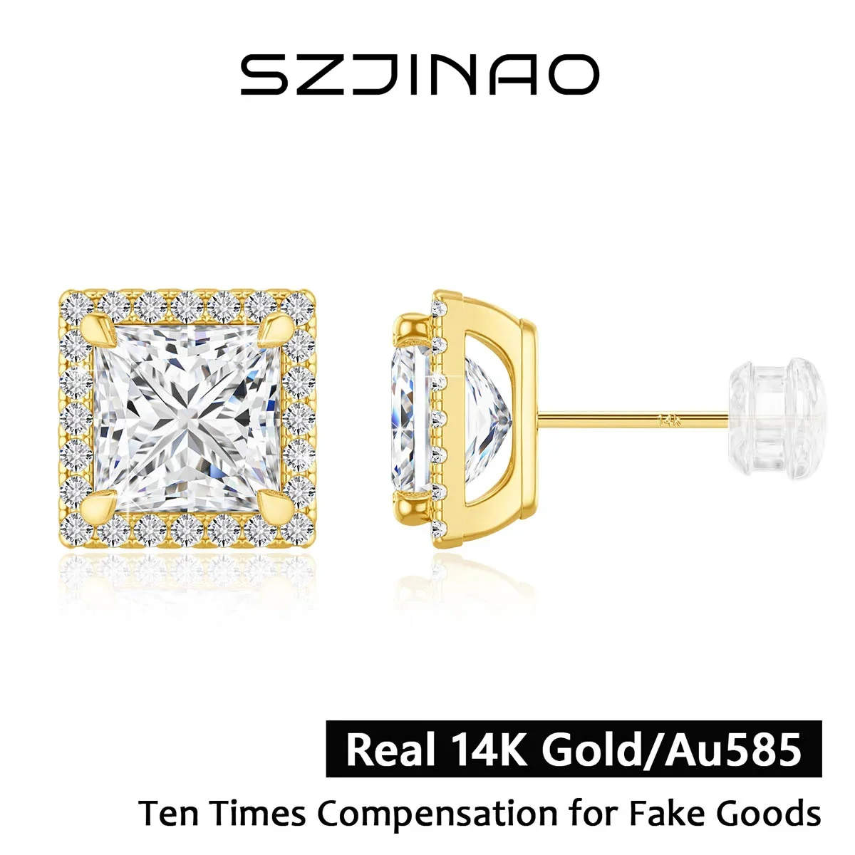14K Gold Luxurious Princess Cut Moissanite Stud Earring for Women Real Au585 Gold Lab-Created Diamond with GRA Wedding Stud
14K Gold Luxurious Princess Cut Moissanite Stud Earring for Women Real Au585 Gold Lab-Created Diamond with GRA Wedding Stud