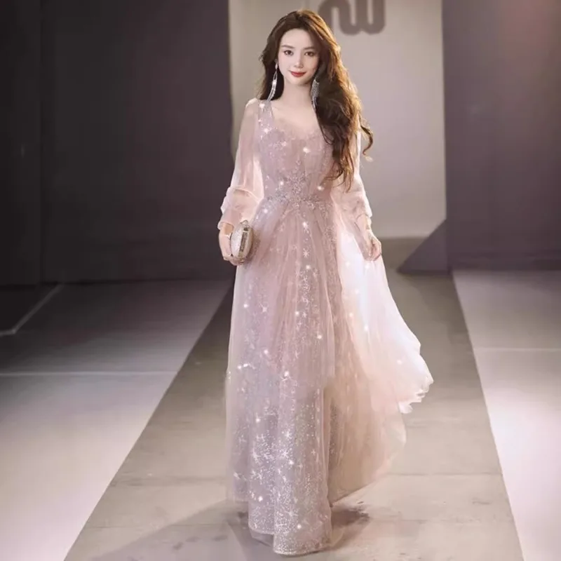 Pink Evening Dress, Female Banquet Temperament, Niche Host Performance, Dignified and Atmospheric Long Sleeved High-end Dress
Pink Evening Dress, Female Banquet Temperament, Niche Host Performance, Dignified and Atmospheric Long Sleeved High-end Dress