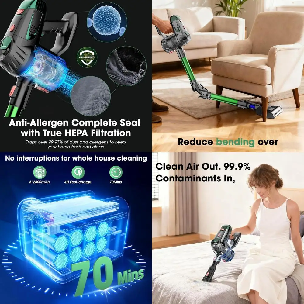 Высокопроизводительный беспроводной пылесос 15 кПа, 70 минут работы, легкий, гибкий, для дома, шерсти животных, ковров и полов
Высокопроизводительный беспроводной пылесос 15 кПа, 70 минут работы, легкий, гибкий, для дома, шерсти животных, ковров и полов