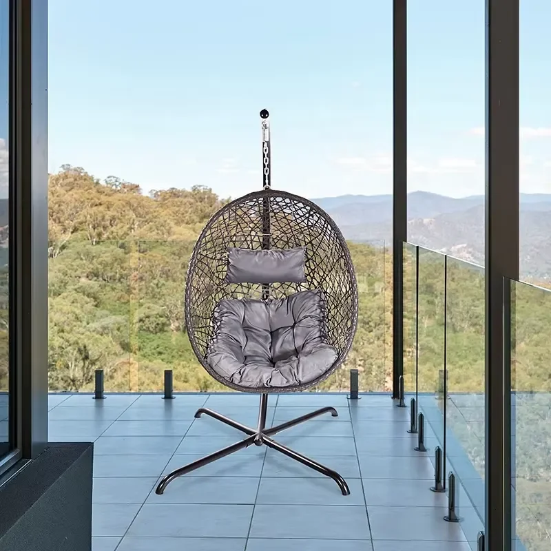 Modern Black Garden Wicker Metal Hanging Furniture Outdoor Porch Rattan Egg Swing Chair with Detachable Stand
Modern Black Garden Wicker Metal Hanging Furniture Outdoor Porch Rattan Egg Swing Chair with Detachable Stand