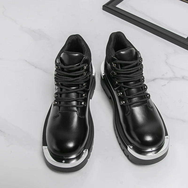 New Trend Men Niche Height Increasing Motorcycle Boots Metal Thick Sole Casual Commutin Round Toe Comfortable Derby Shoes
New Trend Men Niche Height Increasing Motorcycle Boots Metal Thick Sole Casual Commutin Round Toe Comfortable Derby Shoes