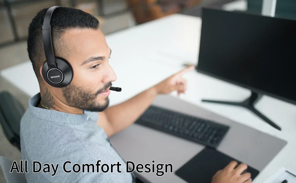 S9d95eaf26ea64a88bbd3e88f19678e94K BINNUNE Business Headsets Wired Work Headphones for Laptop PC Computer with Noise Cancelling Mic for Zoom Office Conference