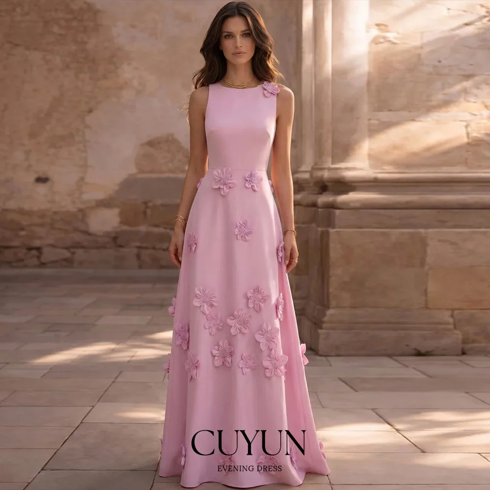 CUYUN Customized Pink A Line Evening Dress with Flowers Appliques Sleeveless Evening Dress Floor-Length Long Prom Gown
CUYUN Customized Pink A Line Evening Dress with Flowers Appliques Sleeveless Evening Dress Floor-Length Long Prom Gown