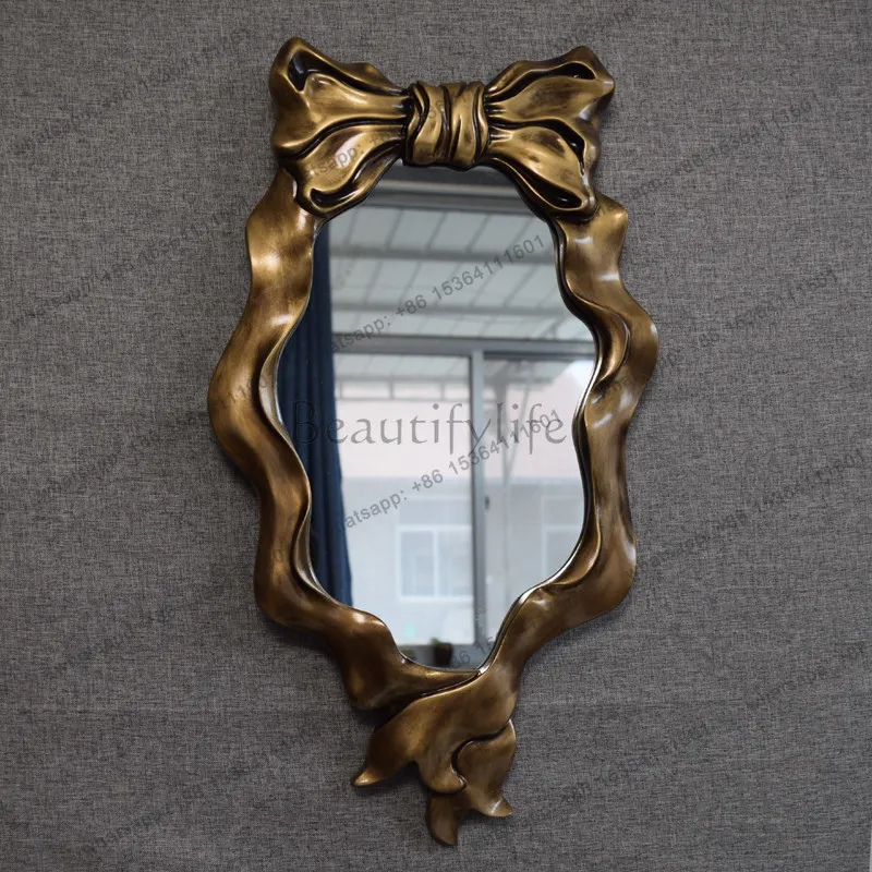 35Simple modern special-shaped bedroom makeup mirror cute girl bow porch decorative mirror
35Simple modern special-shaped bedroom makeup mirror cute girl bow porch decorative mirror