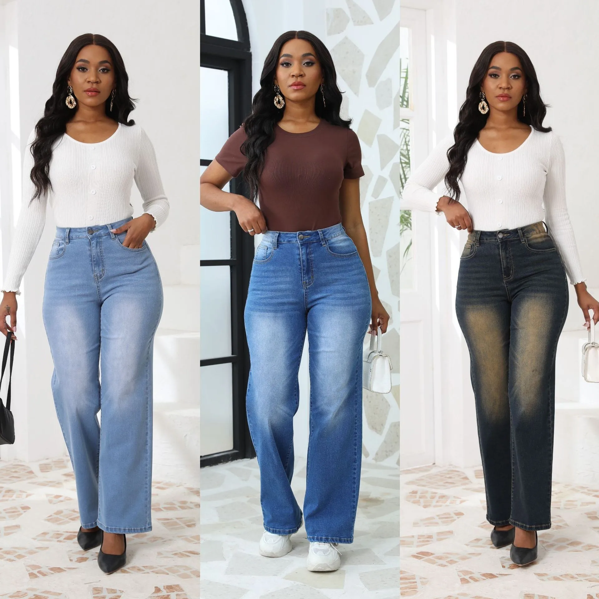 Women Jeans Light Wash High Waist Denim Pants Cotton Straight Leg Denim Jeans Button Front Five Pocket Faded Jeans Pants
Women Jeans Light Wash High Waist Denim Pants Cotton Straight Leg Denim Jeans Button Front Five Pocket Faded Jeans Pants