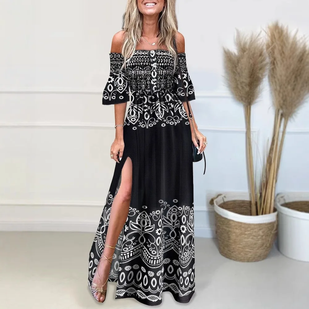 Spring Summer Fashion Printed Dress Women Sexy Off Shoulder Short Sleeve High Waisted Long Skirt Elegant Vacation Dress Women
Spring Summer Fashion Printed Dress Women Sexy Off Shoulder Short Sleeve High Waisted Long Skirt Elegant Vacation Dress Women