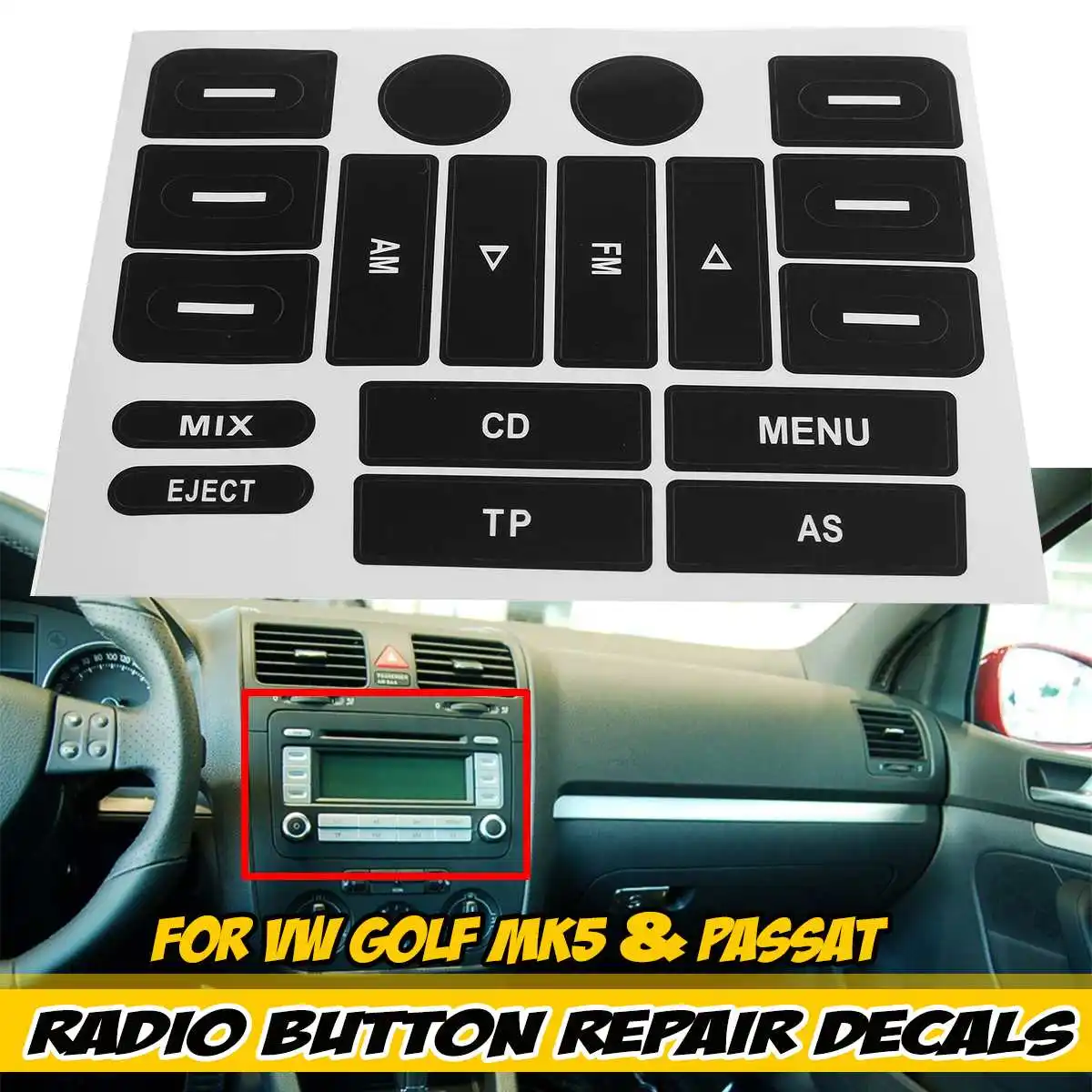 Black Car Radio Button Repair Decals Stickers For VW For Golf MK5 & For Passat AUTO Accessories 
Black Car Radio Button Repair Decals Stickers For VW For Golf MK5 & For Passat AUTO Accessories