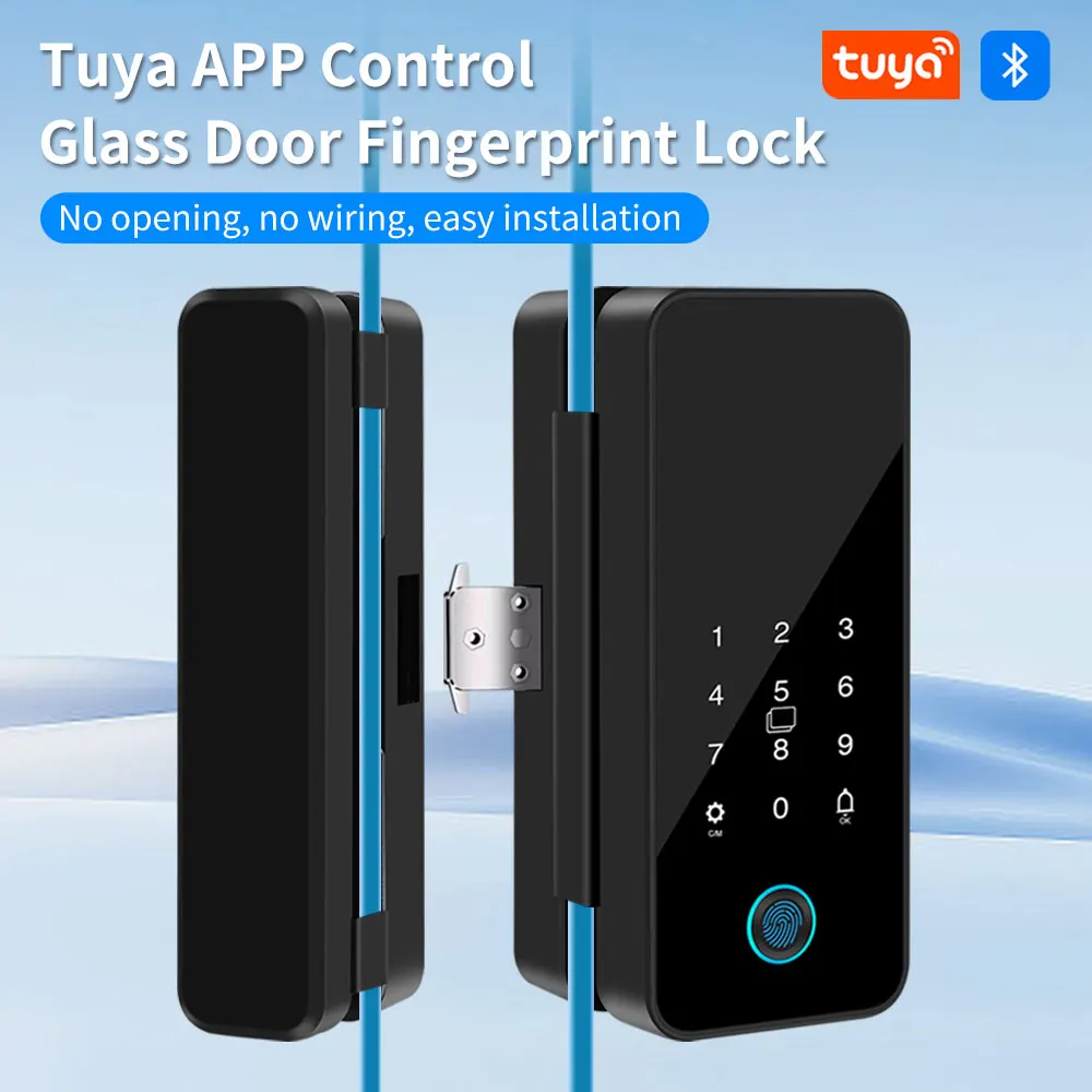 Biometric Fingerprint Glass Door Lock Tuya Smart Life Bluetooth App Unlock Digital No-Drill Without Punching No Hole Required
Biometric Fingerprint Glass Door Lock Tuya Smart Life Bluetooth App Unlock Digital No-Drill Without Punching No Hole Required