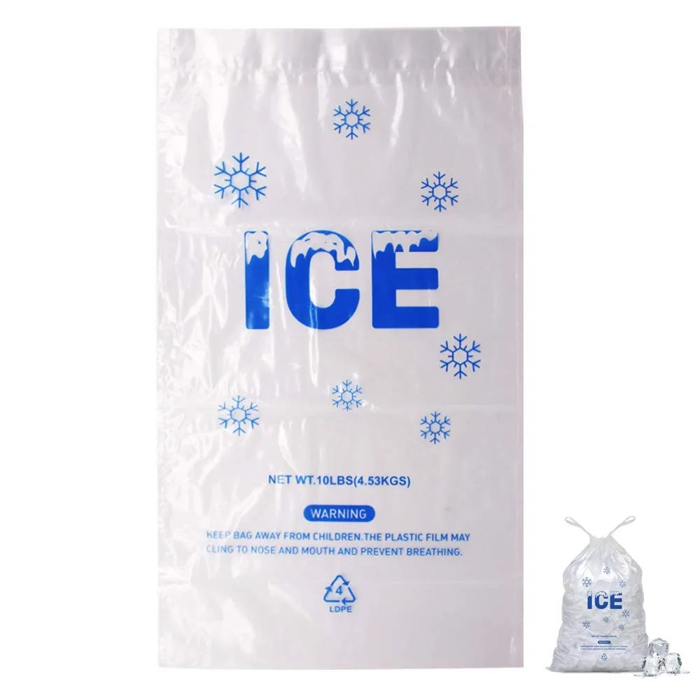 100 Pack Heavy-Duty Ice Bags 10 lb, 12x21 Inch with Plastic Drawstring
100 Pack Heavy-Duty Ice Bags 10 lb, 12x21 Inch with Plastic Drawstring
