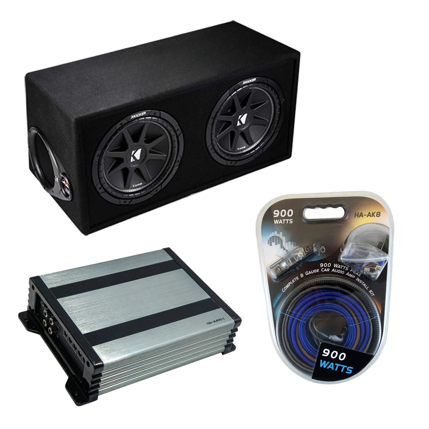Bundle Loaded Dual 12 Ported 600W Sub Box Enclosure 43DC122 with HA-A400.1 Amp and Amplifier Wiring Kit
Bundle Loaded Dual 12 Ported 600W Sub Box Enclosure 43DC122 with HA-A400.1 Amp and Amplifier Wiring Kit