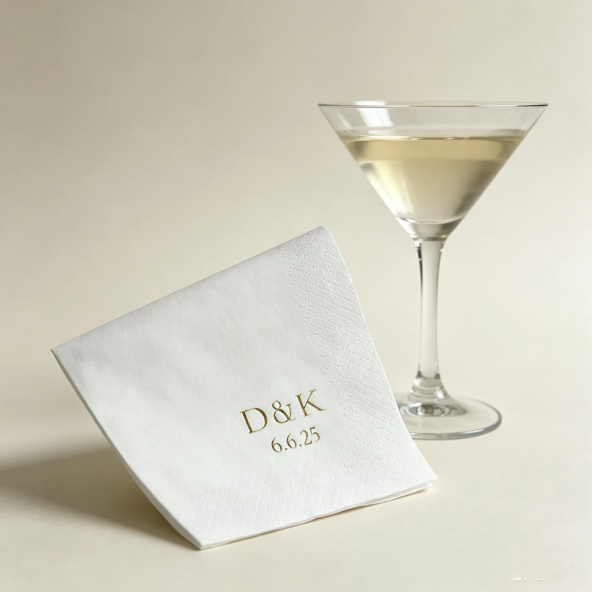 50pcs Personalized Initials & Date Napkins, Custom Gold Foil Printed Paper Napkins for Wedding, Anniversary, Bachelorette Party
50pcs Personalized Initials & Date Napkins, Custom Gold Foil Printed Paper Napkins for Wedding, Anniversary, Bachelorette Party