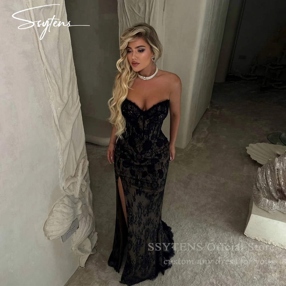 SSYTENS Elegant Black Lace Prom Dresses Mermaid High Side Slit Evening Dress Ladies Long Bespoke Occasion Prom Gowns Customized
SSYTENS Elegant Black Lace Prom Dresses Mermaid High Side Slit Evening Dress Ladies Long Bespoke Occasion Prom Gowns Customized