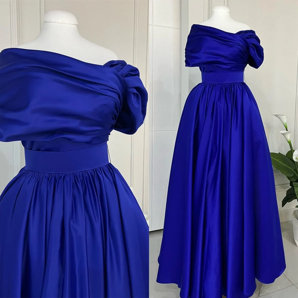 Customized Exquisite Blue Satin Celebrity Gowns Elegant Off the Shoulder Evening Dress Temperament Special Occasion Gowns
Customized Exquisite Blue Satin Celebrity Gowns Elegant Off the Shoulder Evening Dress Temperament Special Occasion Gowns
