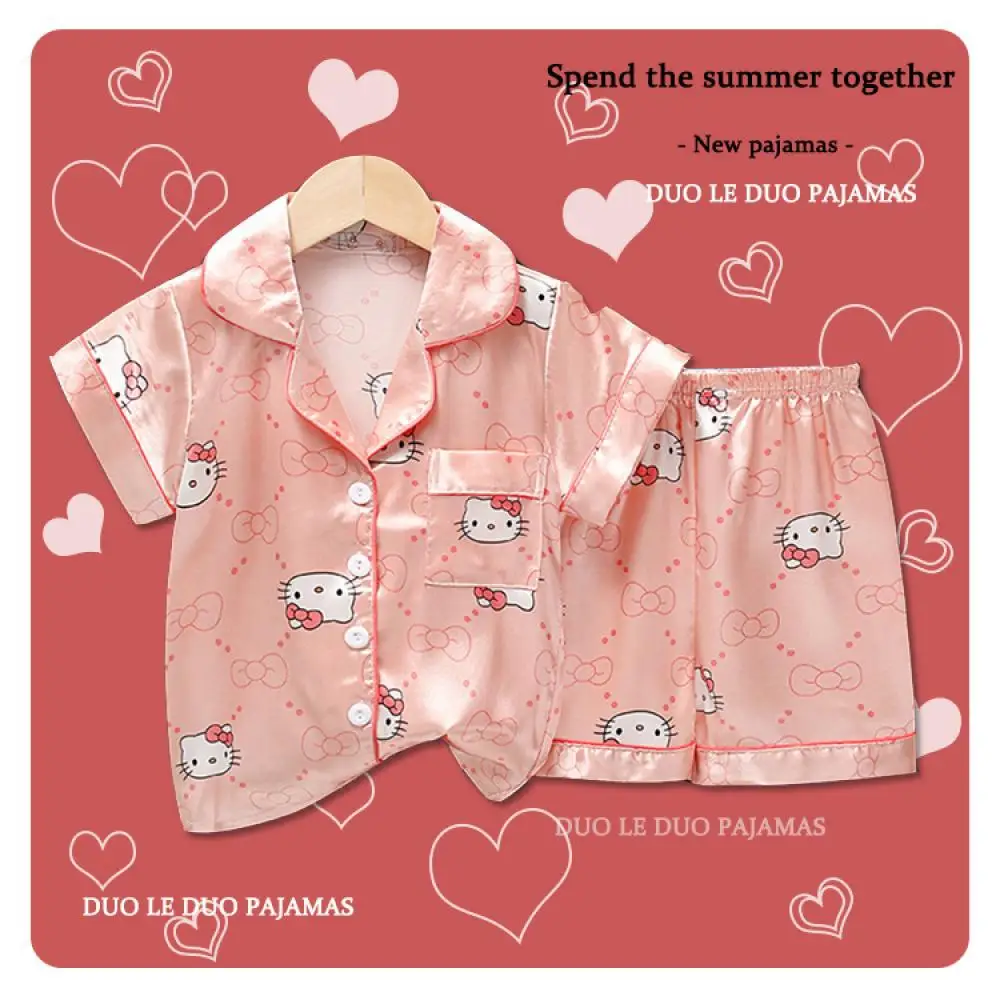 2Pcs Kawaii Children Pajamas Set Sanrios Anime Hello Kitty Summer Girl Short Sleeve Thin Lapel Loose Cartoon Fashion Home Wear
2Pcs Kawaii Children Pajamas Set Sanrios Anime Hello Kitty Summer Girl Short Sleeve Thin Lapel Loose Cartoon Fashion Home Wear