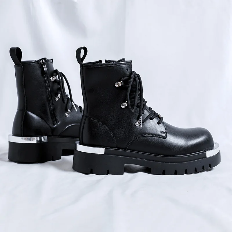 Fashion Black High Top Boots For Men Platform Sole Motorcycle Boots Punk Style Lace Up Zipper Boots
Fashion Black High Top Boots For Men Platform Sole Motorcycle Boots Punk Style Lace Up Zipper Boots