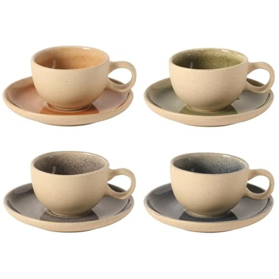 Manila Bay 8-Piece Stoneware 5 oz Cup and Saucer Set, Reactive Glaze Espresso and Coffee Cups with Saucers, s
Manila Bay 8-Piece Stoneware 5 oz Cup and Saucer Set, Reactive Glaze Espresso and Coffee Cups with Saucers, s