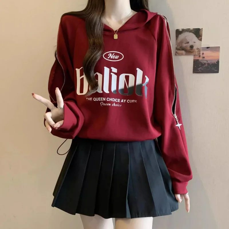 Ankora Red Hooded Sweatshirt Women Overshoulder Design Unique Top For Autumn
Ankora Red Hooded Sweatshirt Women Overshoulder Design Unique Top For Autumn