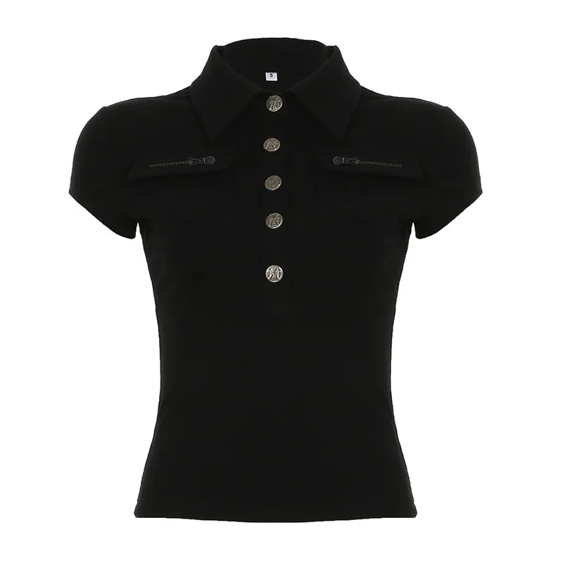 Fashionable Streetwear Women's T-shirt Basic Color Short Sleeve Turn-down Collar Trendy Cross-border Short Top
Fashionable Streetwear Women's T-shirt Basic Color Short Sleeve Turn-down Collar Trendy Cross-border Short Top
