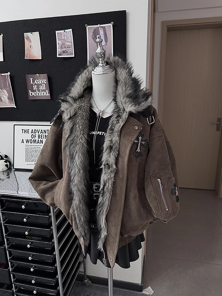 American Cross Design Women's Thiened Cotton Jaet with Fur Collar Flng Coat Loose Fit Winter Long Sve Hooded Coat
American Cross Design Women's Thiened Cotton Jaet with Fur Collar Flng Coat Loose Fit Winter Long Sve Hooded Coat