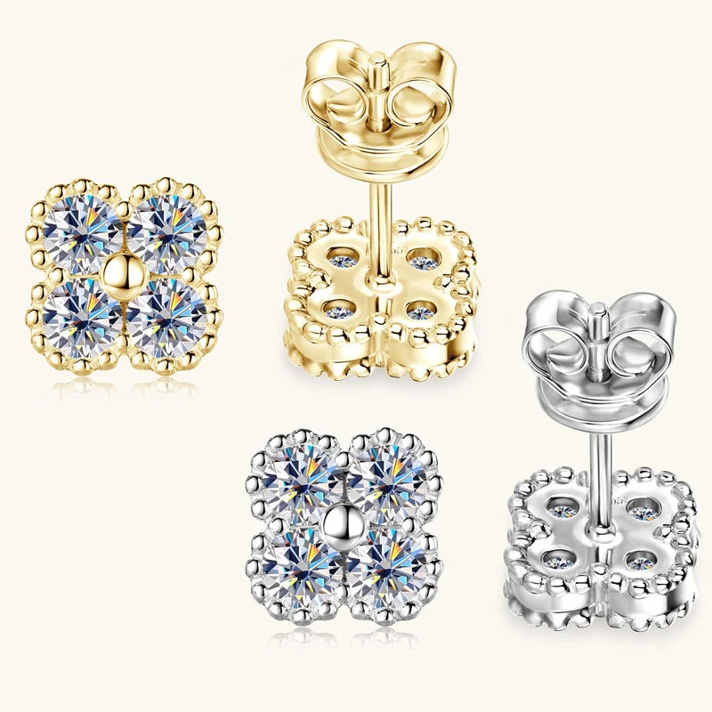 2025 Trendy Four Moissanite Stud Earrings 925 Sterling Silver Flower Piercing Ear Jewelry for Women 3mm Lab Diamond Gifts 
2025 Trendy Four Moissanite Stud Earrings 925 Sterling Silver Flower Piercing Ear Jewelry for Women 3mm Lab Diamond Gifts
