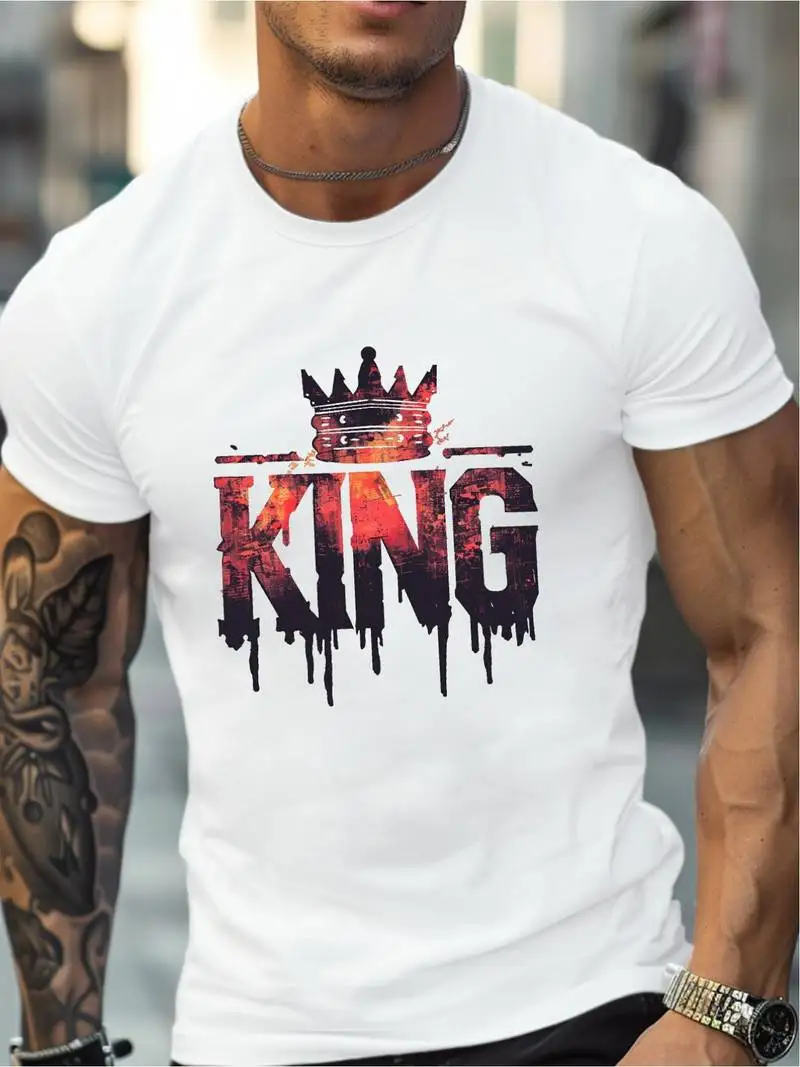 King print men's street fashion crew neck T-shirt summer casual comfortable Cotton T-shirt men's top
King print men's street fashion crew neck T-shirt summer casual comfortable Cotton T-shirt men's top