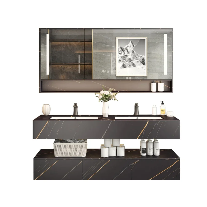 Slate smart bathroom cabinet light luxury modern simple bathroom wash face hand basin cabinet combination bathroom set
Slate smart bathroom cabinet light luxury modern simple bathroom wash face hand basin cabinet combination bathroom set