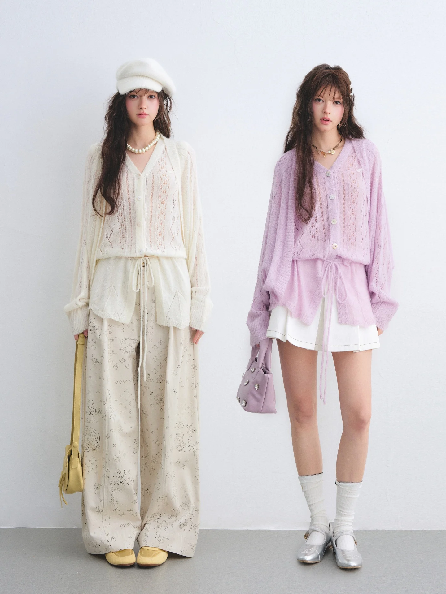 Комплект из двух предметов AsGony: романтический фиолетовый вязаный кардиган с вырезами и свободные брюки, женский, с длинными рукавами, V-образным вырезом, из шерстяной смеси
Комплект из двух предметов AsGony: романтический фиолетовый вязаный кардиган с вырезами и свободные брюки, женский, с длинными рукавами, V-образным вырезом, из шерстяной смеси