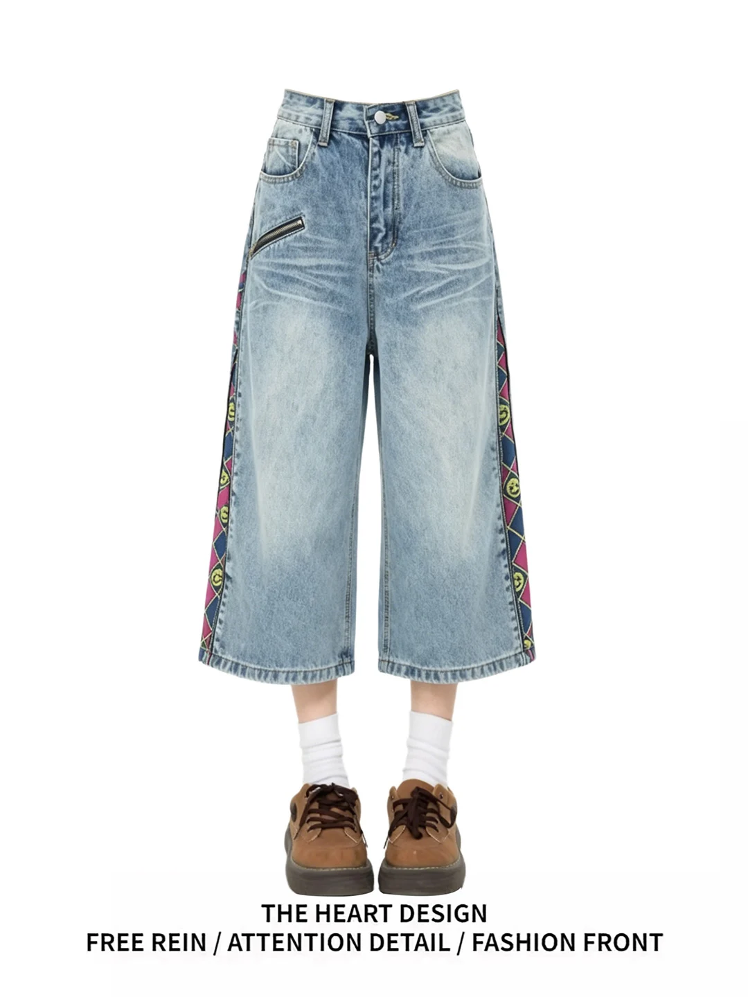 Trendy Design Loose Wide Leg Jeans Women's High Waist Patchwork Plaid 7/8 Length Denim Pants Summer New Style Casual Wear
Trendy Design Loose Wide Leg Jeans Women's High Waist Patchwork Plaid 7/8 Length Denim Pants Summer New Style Casual Wear