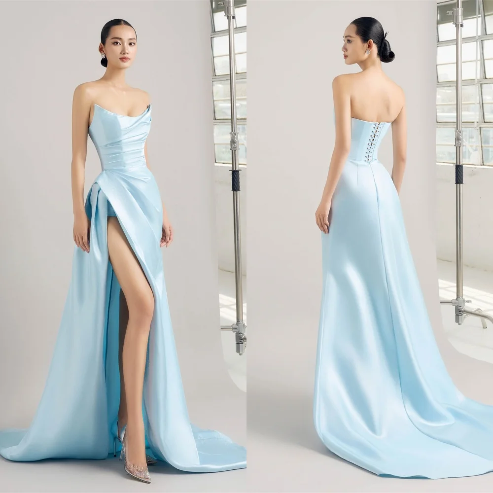 Customized Exquisite Satin Evening Dress Temperament Strapless Mermaid Front Slit Lace Up Back Chapel Train Celebrity Gowns
Customized Exquisite Satin Evening Dress Temperament Strapless Mermaid Front Slit Lace Up Back Chapel Train Celebrity Gowns