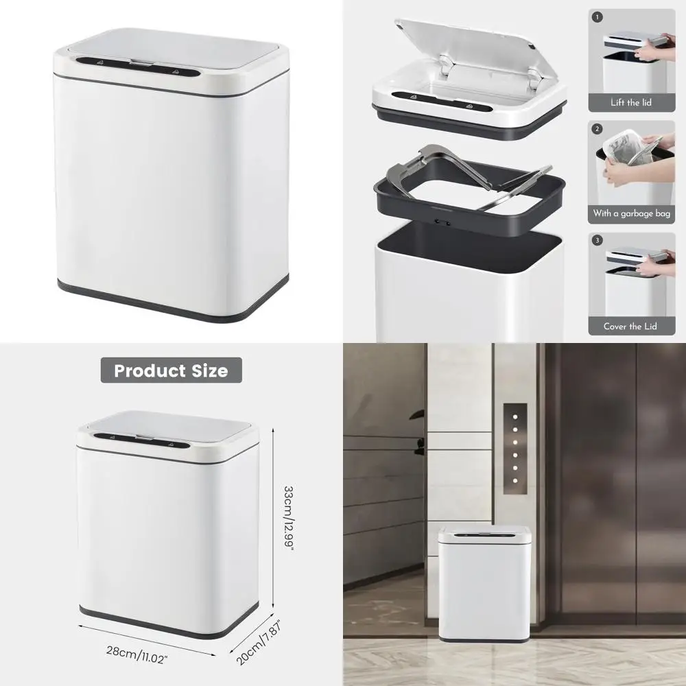 Motion Sensor Trash Can, Touchless Waste Bin, 3.5 Gallons, White for Kitchen & Bathroom
Motion Sensor Trash Can, Touchless Waste Bin, 3.5 Gallons, White for Kitchen & Bathroom