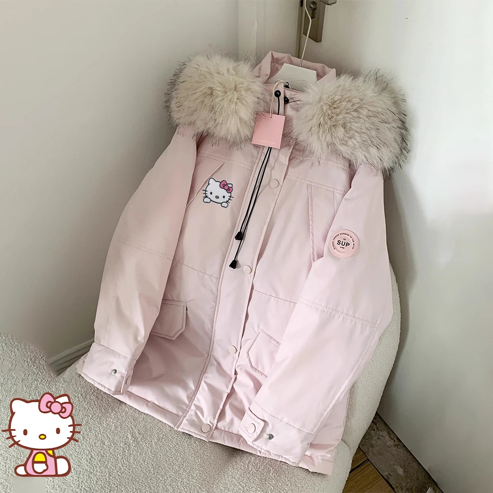 Kawaii Hello Kitty Cinnamoroll пуховик для девочек Kawaii аниме Sanrio зимняя модная куртка с капюшоном подростковая теплая куртка на хлопковой подкладке
Kawaii Hello Kitty Cinnamoroll пуховик для девочек Kawaii аниме Sanrio зимняя модная куртка с капюшоном подростковая теплая куртка на хлопковой подкладке