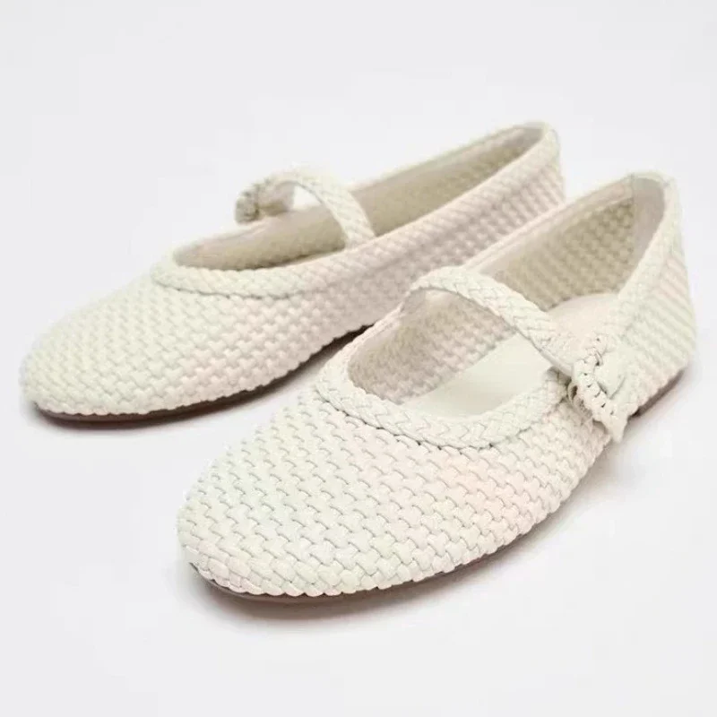 White Woven Design Brand Ballet Flats Women Fashion Round Toe Buckle Mary Jane Shoes Elegant Comfortable Soft Sole Casual Shoes
White Woven Design Brand Ballet Flats Women Fashion Round Toe Buckle Mary Jane Shoes Elegant Comfortable Soft Sole Casual Shoes