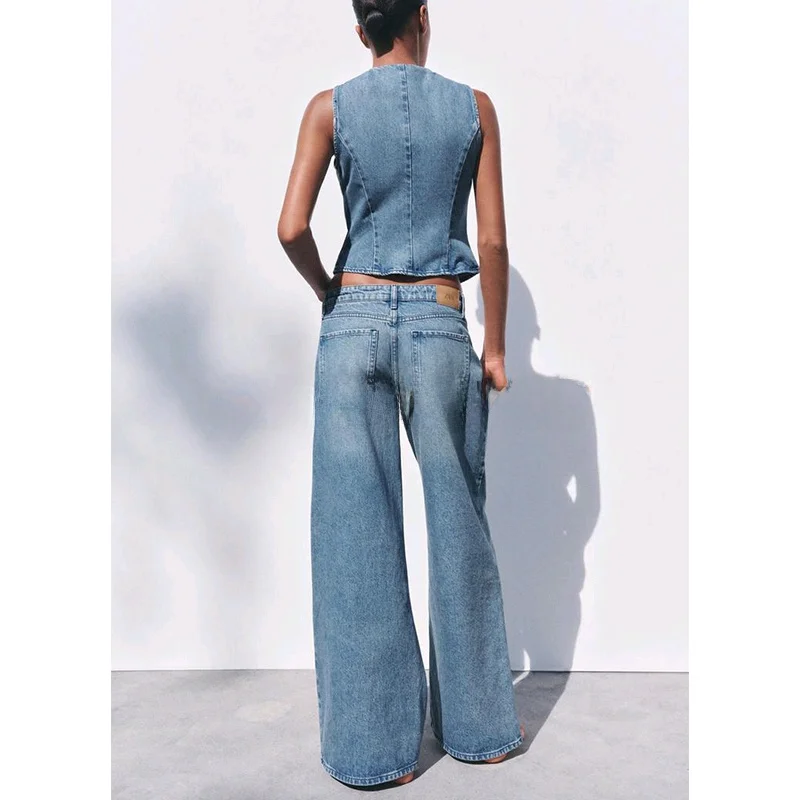 Cotton Denim Svel round Ne Vest 9942052 High Waist Pleated Wide Leg Jeans 994205 Faionable Women's Set Spring 2025
Cotton Denim Svel round Ne Vest 9942052 High Waist Pleated Wide Leg Jeans 994205 Faionable Women's Set Spring 2025