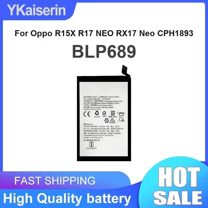 3600mAh Hardwearing Mobile Phone Battery High Performance For Oppo R15X R17 Neo RX17 Neo CPH1893 BLP689
3600mAh Hardwearing Mobile Phone Battery High Performance For Oppo R15X R17 Neo RX17 Neo CPH1893 BLP689