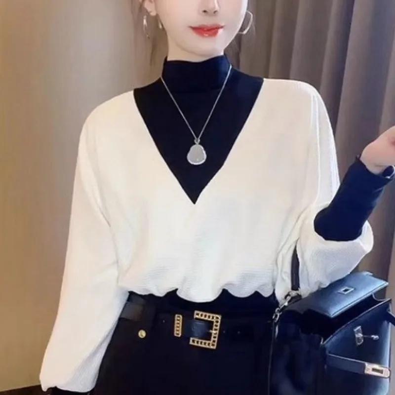 Women's Autumn Winter Fashion Elegant Half High Collar Panel Contrast Color Casual Versatile Temperament Long Sleeve Loose Tops
Women's Autumn Winter Fashion Elegant Half High Collar Panel Contrast Color Casual Versatile Temperament Long Sleeve Loose Tops