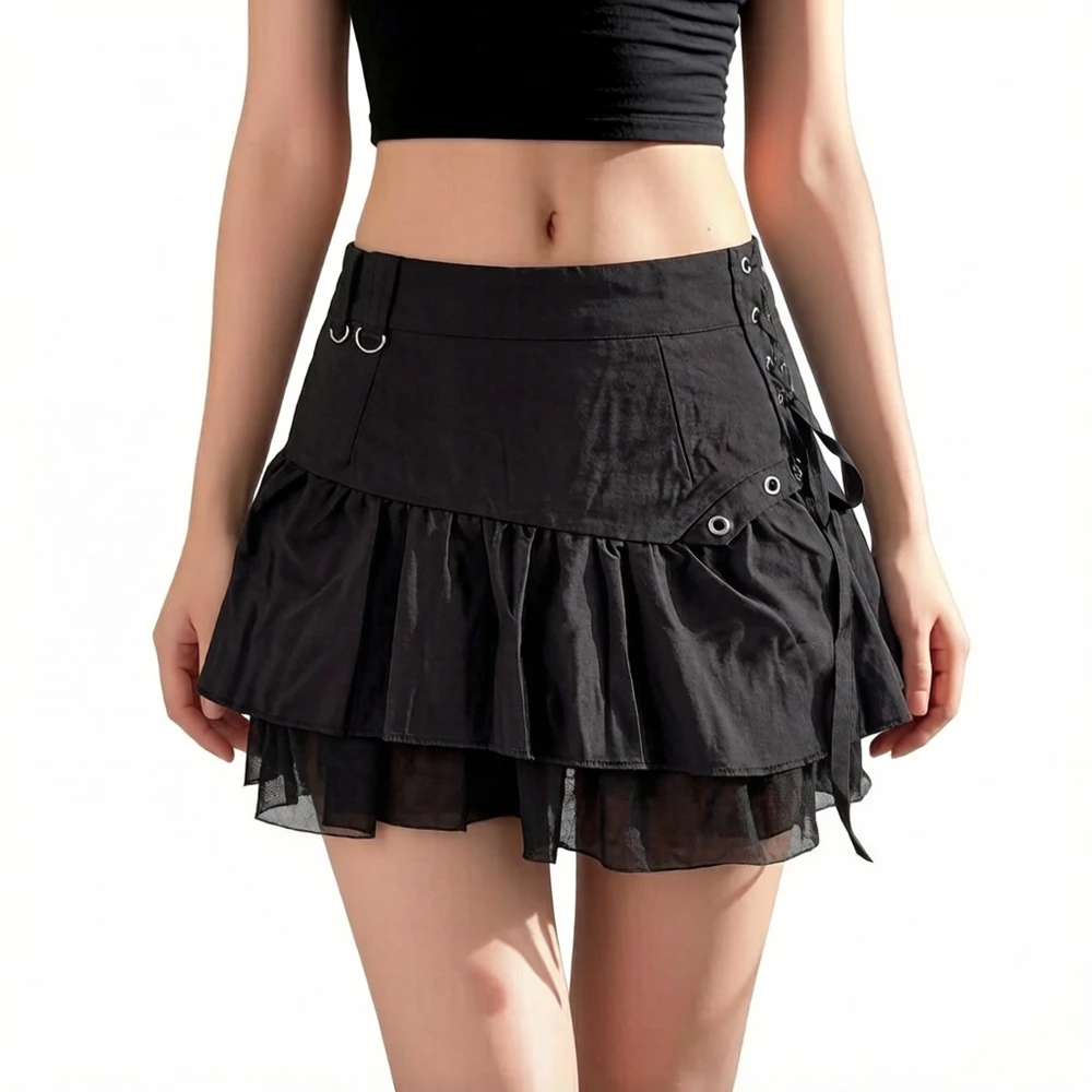 Y2K Black Skirt Women Streetwear Gothic Harajuku Ruffle High Waist Bandage A-line Mini Skirt Goth Punk Grunge Clothes
Y2K Black Skirt Women Streetwear Gothic Harajuku Ruffle High Waist Bandage A-line Mini Skirt Goth Punk Grunge Clothes